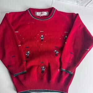 Vintage Boys Crown Red Unicycle Children's Sweater  Size 4 Embroidered